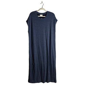 Fox + Wit N/T Women's Blue Striped Maxi Round Neck Dress